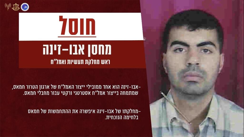 الإعلام الإسرائیلی یکشف تفاصیل استشهاد أبو زینة رئیس دائرة الصناعات  والأسلحة بحماس