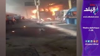 شاهد لحظة حريق جرار قطار محطة مصر
